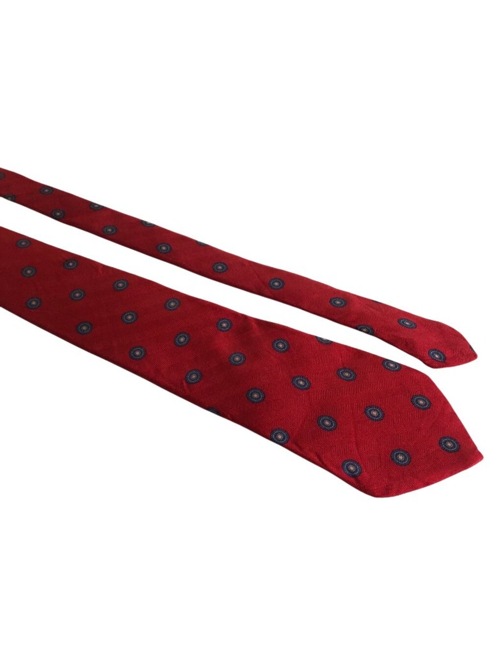 Kenneth Gordon Silk Tie Red Geometric Hand Printed in Italy Mens Necktie Office